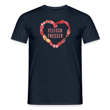 Fleisch Fresser Design Meat Fisch Wurst Herz - Männer T-Shirt - Navy - Vorne - AI Model Male 178 light (178cm)