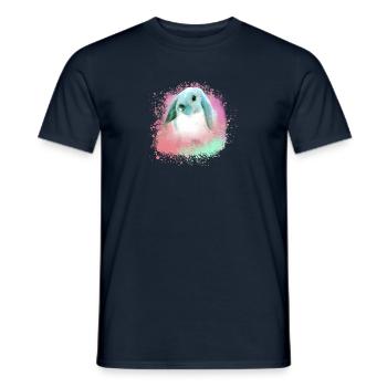 lapin, graffiti, peinture, animal de compagnie, lapin, bleu - T-shirt homme - marine - Devant - AI Model Male 178 light (178cm)