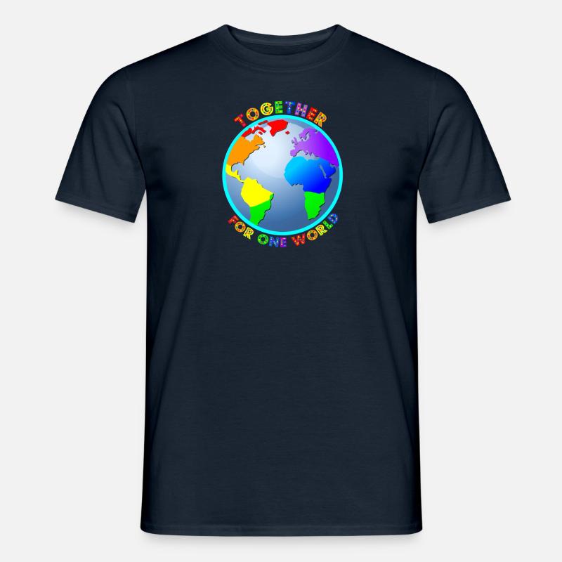 Weltkugel "For One World" - Regenbogenfarben - Männer T-Shirt - Navy