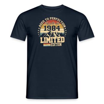 1984 birthday 1984 born in 1984 birthday - Men's T-Shirt - navy - Front - AI Model Male 178 light (178cm)