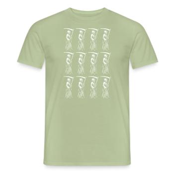 Schéma de mort des squelettes - T-shirt homme - vert sauge - Devant - AI Model Male 178 light (178cm)