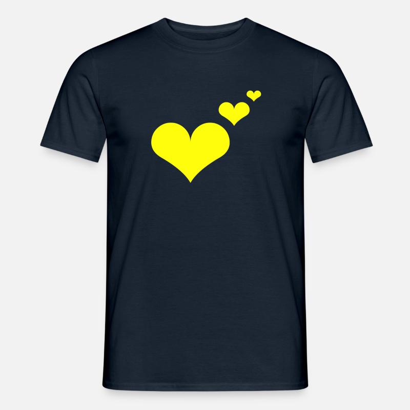 Herzen gelb Geschenkidee Geschenk Idee - Männer T-Shirt - Navy