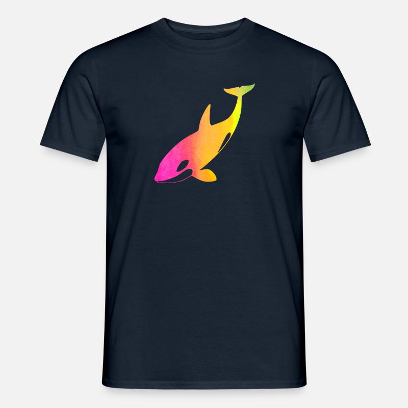 Regenbogen Orca - Männer T-Shirt - Navy