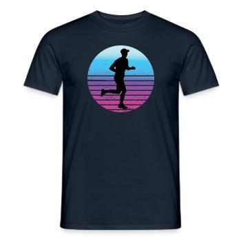 Endurance Runner Outfit Vintage Marathon Motif - Men's T-Shirt - navy - Front - AI Model Male 178 light (178cm)