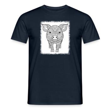 funny pig cool cannabis backyard griller - Männer T-Shirt - Navy - Vorne - AI Model Male 178 light (178cm)