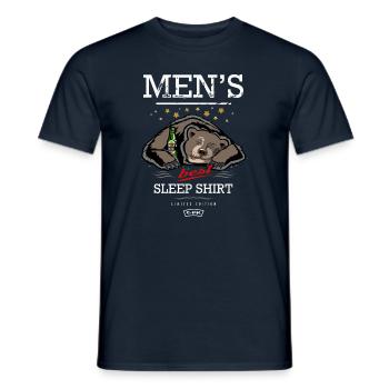 SLEEPING BEAR WITH BEER, SLEEPING SHIRT FOR MEN - Men's T-Shirt - navy - Front - AI Model Male 178 light (178cm)