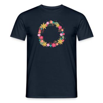empty,flowers,flower wreath,floral,illustration - Men's T-Shirt - navy - Front - AI Model Male 178 light (178cm)