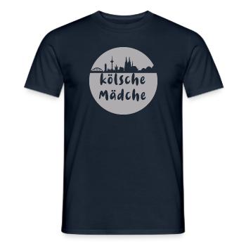 Köln, skyline,scherenschnitt,grau,kölsche mädche - Männer T-Shirt - Navy - Vorne - AI Model Male 178 light (178cm)