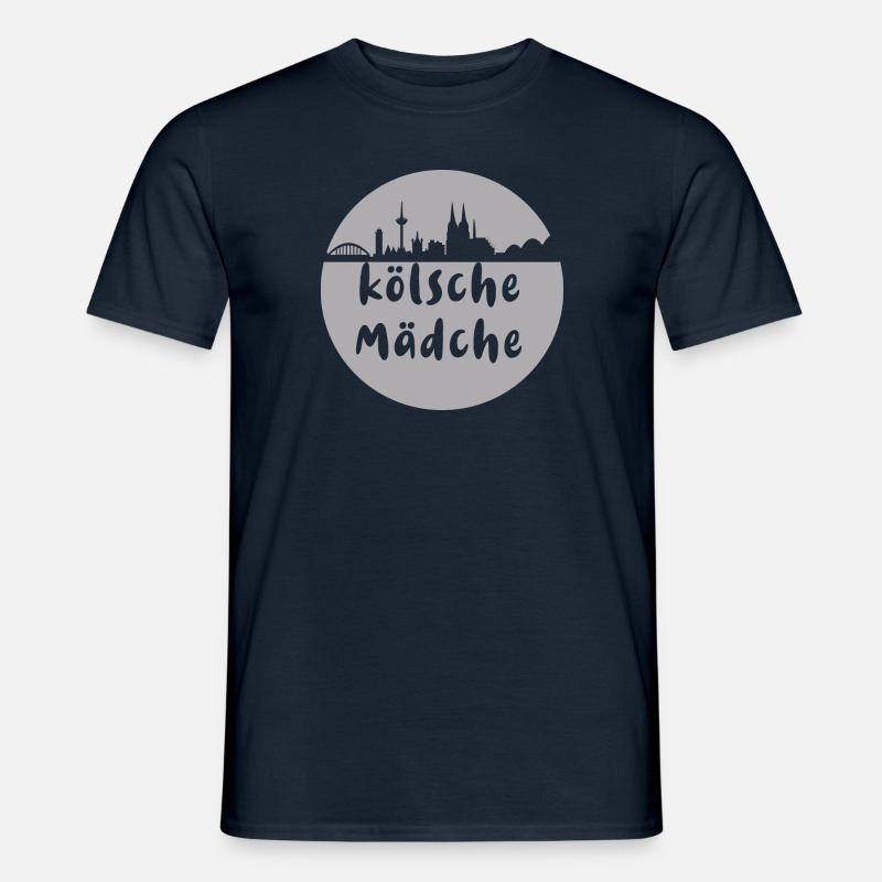 Köln, skyline,scherenschnitt,grau,kölsche mädche - Männer T-Shirt - Navy
