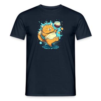 Cute drunk cartoon Cat - Männer T-Shirt - Navy - Vorne - AI Model Male 178 light (178cm)