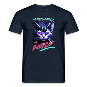 CYBERCATS - Purrbot - Chemise pour chat - T-shirt homme - marine - Devant - AI Model Male 178 light (178cm)