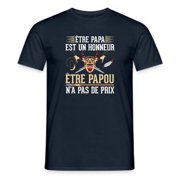 être papa est un honneur être papou n'as pas de - T-shirt homme - marine - Devant - AI Model Male 178 light (178cm)