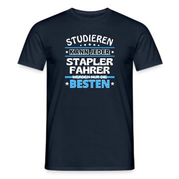 Studieren kann jeder Staplerfahrer sind die Besten - Männer T-Shirt - Navy - Vorne - AI Model Male 178 light (178cm)