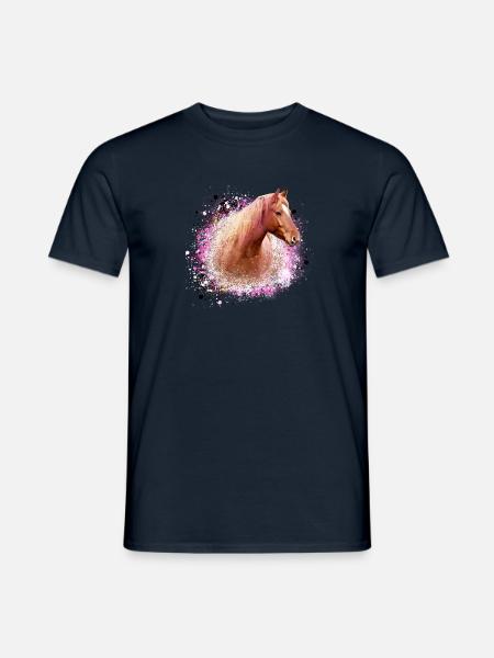 haflinger,pferd,graffiti, malerei, pferdekopf,rosa - Männer T-Shirt - Navy