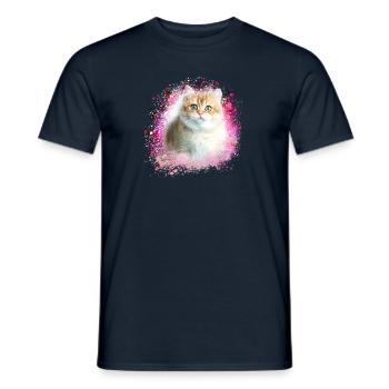 angora cat, cat, graffiti, painting,pink,kitten - Men's T-Shirt - navy - Front - AI Model Male 178 light (178cm)