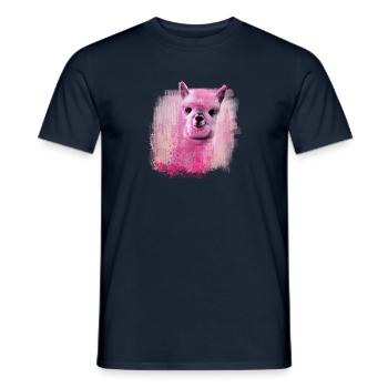 Alpaca, Llama, pink,,drawing,graffiti,watercolor - Men's T-Shirt - navy - Front - AI Model Male 178 light (178cm)