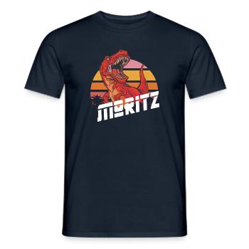 MORITZ - Beau prénom de garçon avec T-REX Dino - T-shirt homme - marine - Devant - AI Model Male 178 light (178cm)