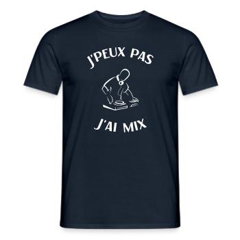 Humour dj, mixeur, musique - T-shirt homme - marine - Devant - AI Model Male 178 light (178cm)