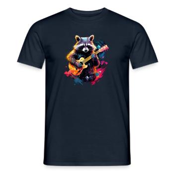 Racoon playing guitar - Men's T-Shirt - navy - Front - AI Model Male 178 light (178cm)