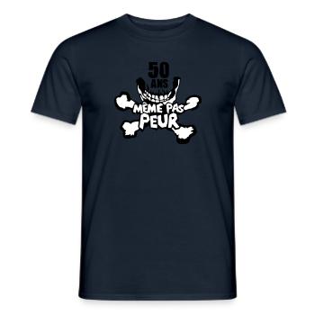 50 ans meme pas peur anniversaire - T-shirt homme - marine - Devant - AI Model Male 178 light (178cm)