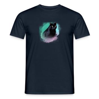 cat,siamese cat,black cat,watercolor,colorful - Men's T-Shirt - navy - Front - AI Model Male 178 light (178cm)