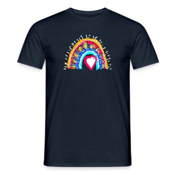 arc en ciel, coeur, étoiles, boho, coloré - T-shirt homme - marine - Devant - AI Model Male 178 light (178cm)