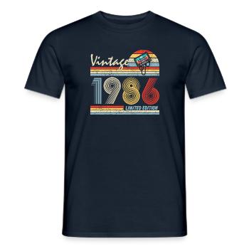 Joyeux 35ème Anniversaire Millésime 1986 35 ans - T-shirt homme - marine - Devant - AI Model Male 178 light (178cm)