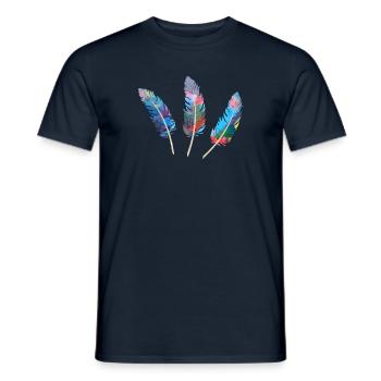 feathers,colorful,feather,graffiti - Men's T-Shirt - navy - Front - AI Model Male 178 light (178cm)