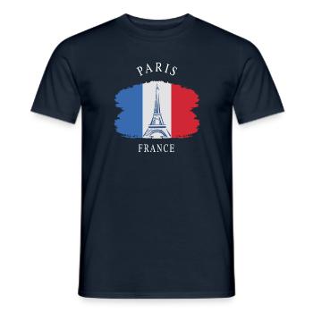 T-shirt Paris, T-shirt de vacances - T-shirt homme - marine - Devant - AI Model Male 178 light (178cm)