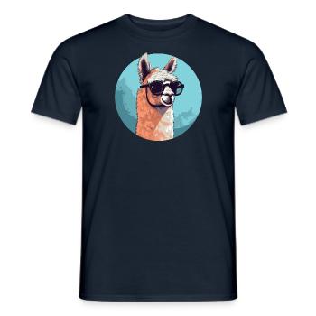 Alpaka Lama Sonnenbrille - Männer T-Shirt - Navy - Vorne - AI Model Male 178 light (178cm)