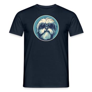 Shih Tzu with sunglasses, lion dog, Pekingese - Men's T-Shirt - navy - Front - AI Model Male 178 light (178cm)