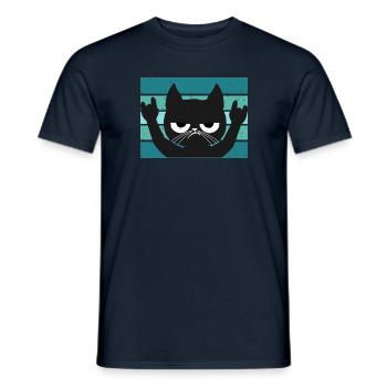 ANGRY Heavy Metal Cat - Men's T-Shirt - navy - Front - AI Model Male 178 light (178cm)
