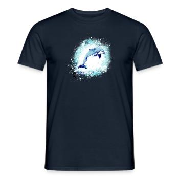 Delfin, graffiti, malerei,blau,fisch, - Männer T-Shirt - Navy - Vorne - AI Model Male 178 light (178cm)