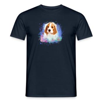 beagle ,dog, painting, graffiti, dog love,puppy - Men's T-Shirt - navy - Front - AI Model Male 178 light (178cm)