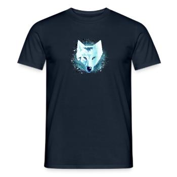 loup, bleu, chien, husky, chien, peinture, graffiti - T-shirt homme - marine - Devant - AI Model Male 178 light (178cm)