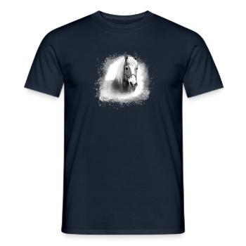 haflinger,horse,graffiti, painting, horse's head,grey - Men's T-Shirt - navy - Front - AI Model Male 178 light (178cm)