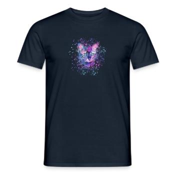 katze,bunt, Aquarell, kätzchen,sterne - Männer T-Shirt - Navy - Vorne - AI Model Male 178 light (178cm)