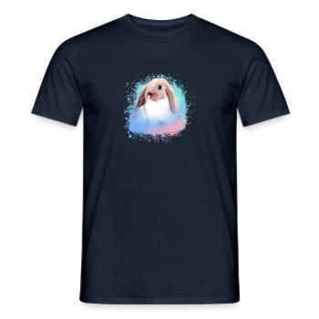 rabbit, rabbit, pink, graffiti, painting, - Men's T-Shirt - navy - Front - AI Model Male 178 light (178cm)