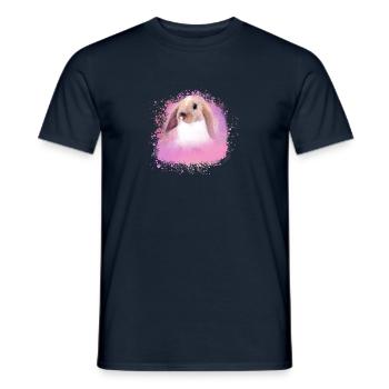 rabbit, rabbit, pink, graffiti, painting, - Men's T-Shirt - navy - Front - AI Model Male 178 light (178cm)