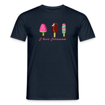 crème glacée, crème glacée, j’adore la crème glacée, crème glacée avec style, glace à l’eau - T-shirt homme - marine - Devant - AI Model Male 178 light (178cm)