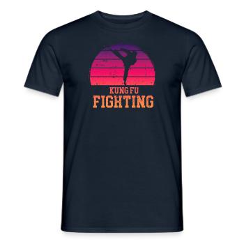 Kung Fu Retro - Männer T-Shirt - Navy - Vorne - AI Model Male 178 light (178cm)