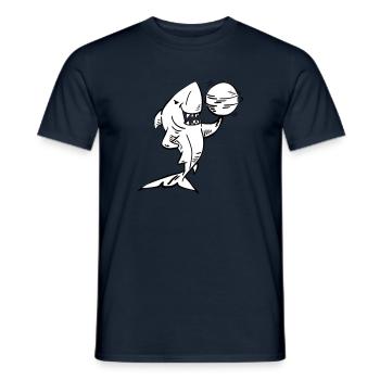Shark in black and white with ball - Men's T-Shirt - navy - Front - AI Model Male 178 light (178cm)