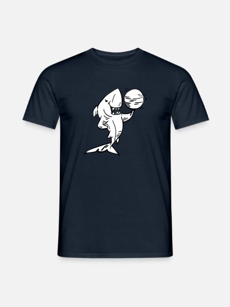 Shark in black and white with ball - Men's T-Shirt - navy