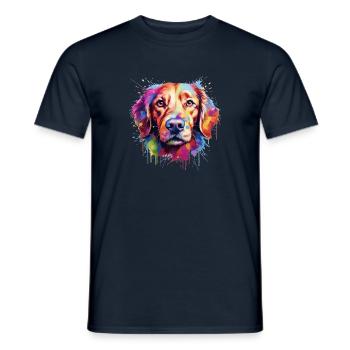 Golden Retriever coloré - T-shirt homme - marine - Devant - AI Model Male 178 light (178cm)