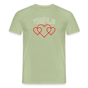 triple heart - Men's T-Shirt - sage - Front - AI Model Male 178 light (178cm)