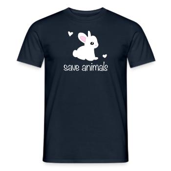 Lapin Symbole Animal Doux sauver les animaux - T-shirt homme - marine - Devant - AI Model Male 178 light (178cm)
