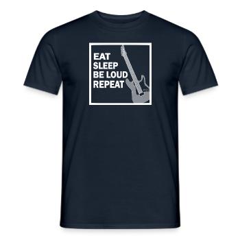 Guitar Guitar - Eat Sleep repeat saying funny - Men's T-Shirt - navy - Front - AI Model Male 178 light (178cm)