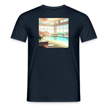 Ein sonnendurchfluteter Lounge-Bereich digital art - Männer T-Shirt - Navy - Vorne - AI Model Male 178 light (178cm)