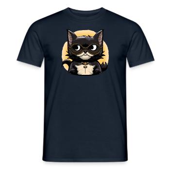 Batcat, chat drôle chauve souris - T-shirt homme - marine - Devant - AI Model Male 178 light (178cm)