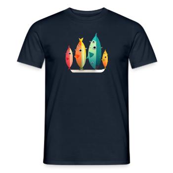 Happy Fisch Familie - kunst, surfen,abstrakt - Männer T-Shirt - Navy - Vorne - AI Model Male 178 light (178cm)